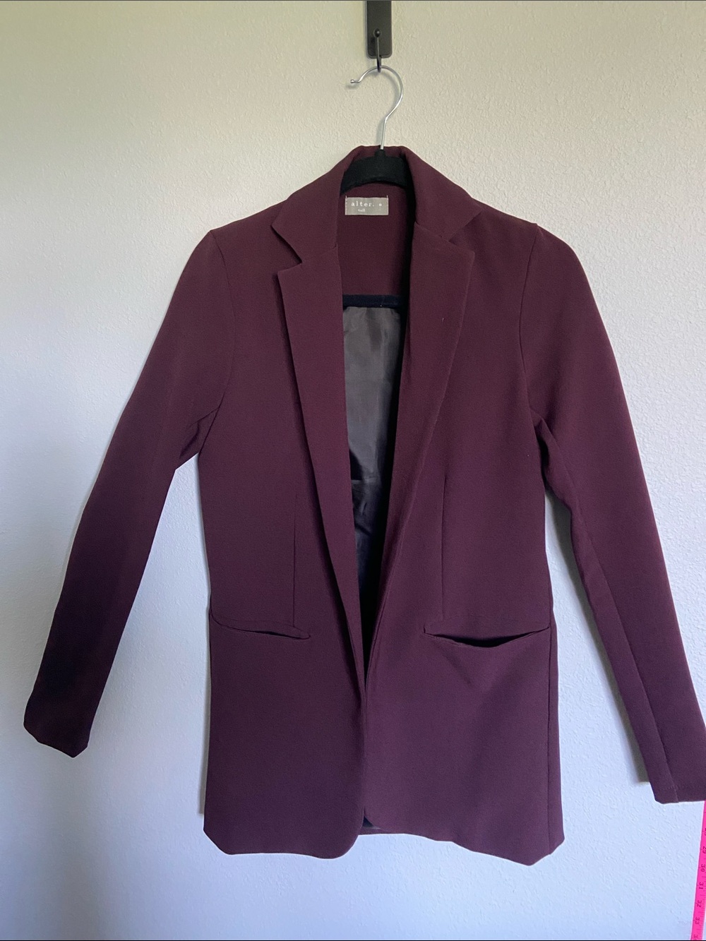 Plum Open-Front Long Blazer Jacket